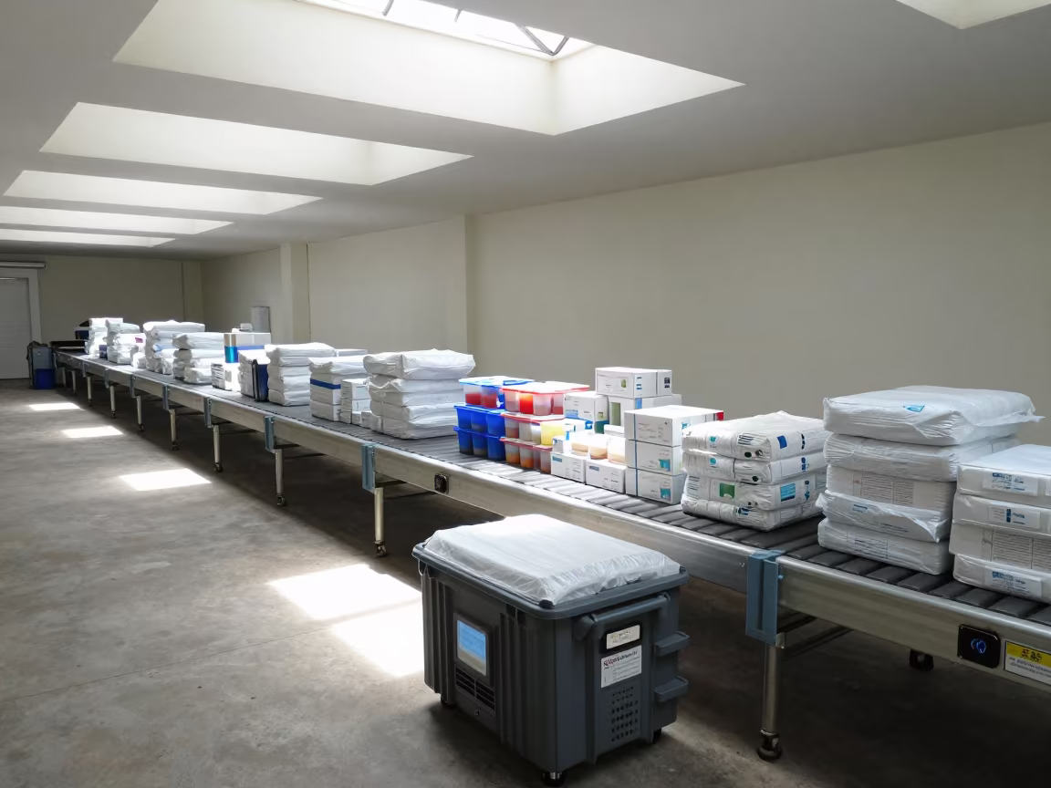 Reefer Data Logger Cradle at Durban Packing Station in at a fulfillment packing station in Durban