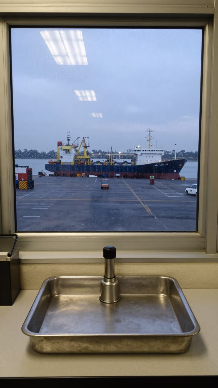 Reefer Fuel Siphon Cap Tray in Durban Dispatch Office in inside a dispatch office above the dock in Durban