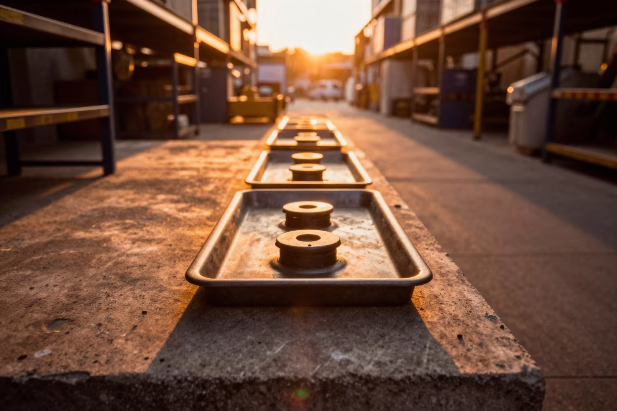 Reefer Fuel Siphon Tray in Barcelona Warehouse in inside a warehouse aisle near Poble Sec, Barcelona