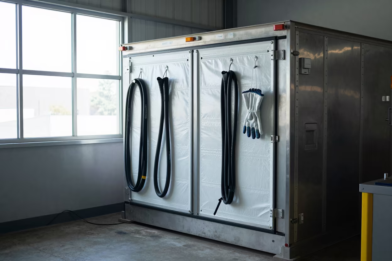 Reefer Trailer Check Station Durban Bay in inside a chilled distribution bay in Durban