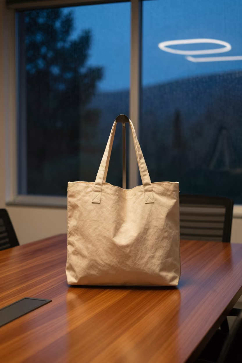 Refill Tote on Boardroom Table Before Meeting in at a boardroom table before a meeting near La Paz