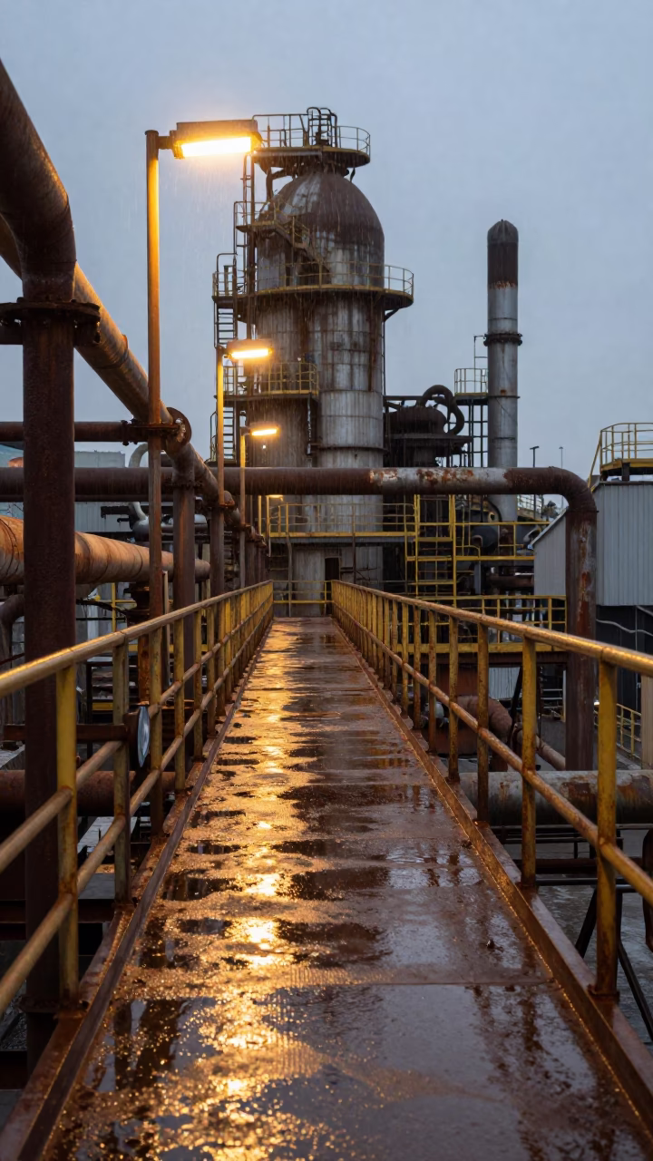 Refinery Catwalk Maze After Rain in Turkey in in Turkey