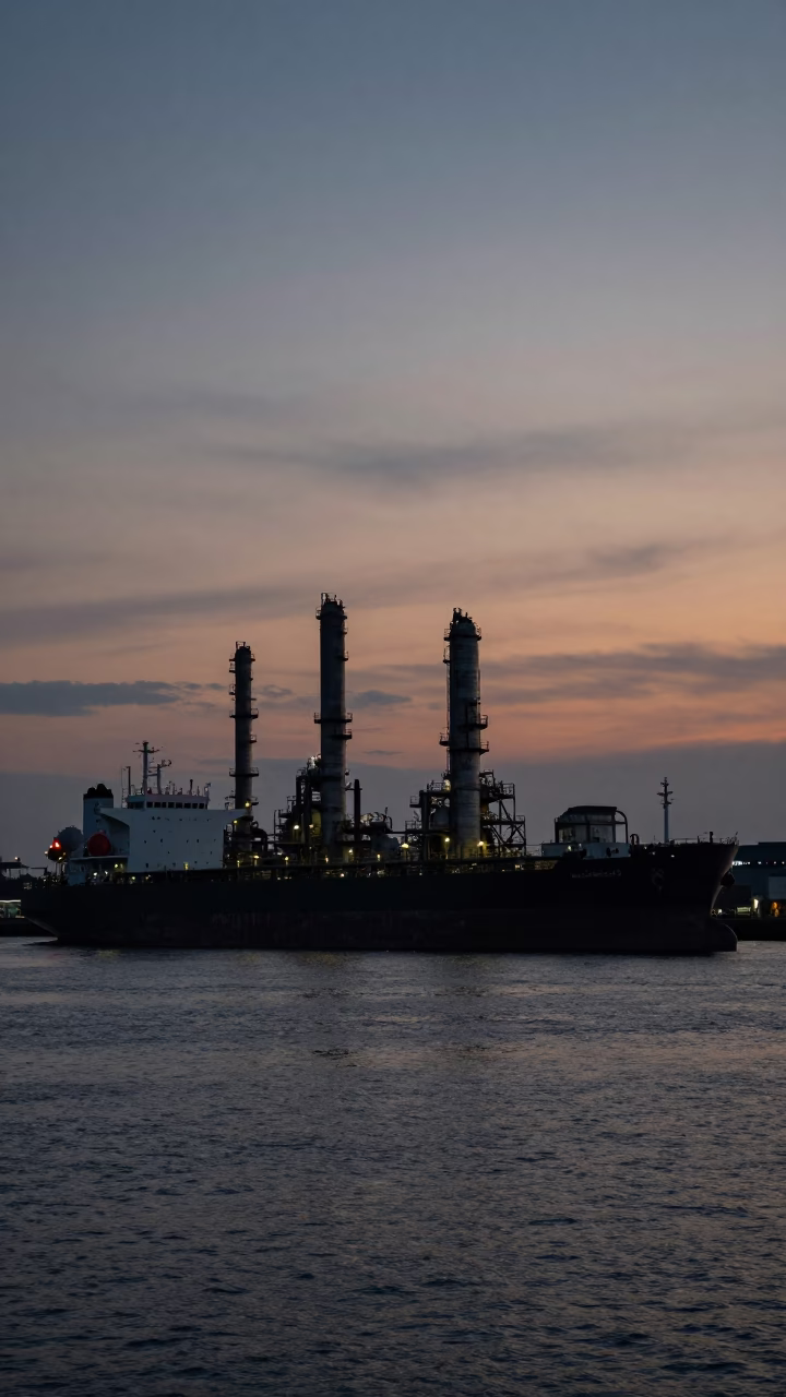 Refinery Dock in New Orleans at The Predawn Darkness Light in in New Orleans, Louisiana, United States