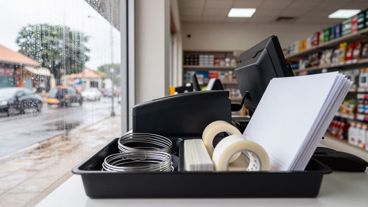 Register Tray With Condensation in Mbuji-Mayi Shop in inside a storefront prepared for opening in Mbuji-Mayi