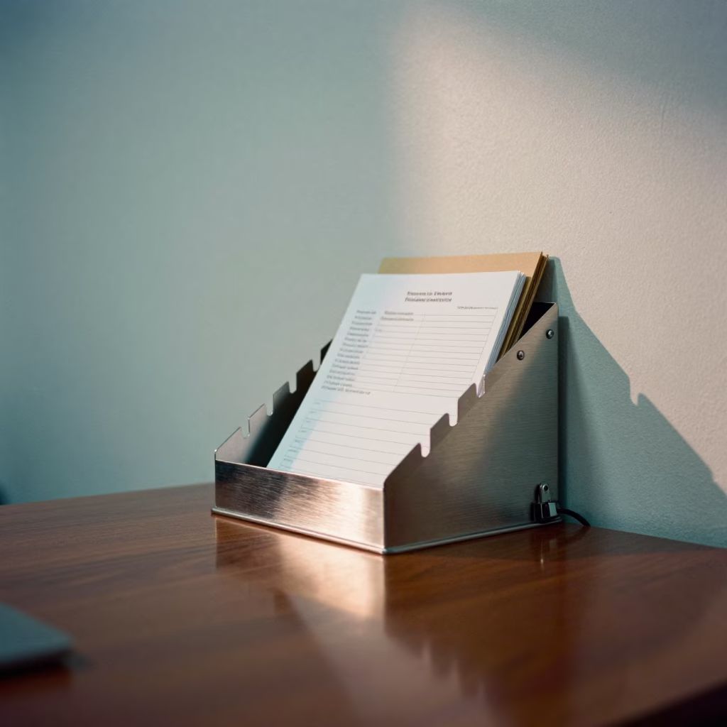 Reimbursement Check Rack on Boardroom Table in at a boardroom table before a meeting in Bareilly
