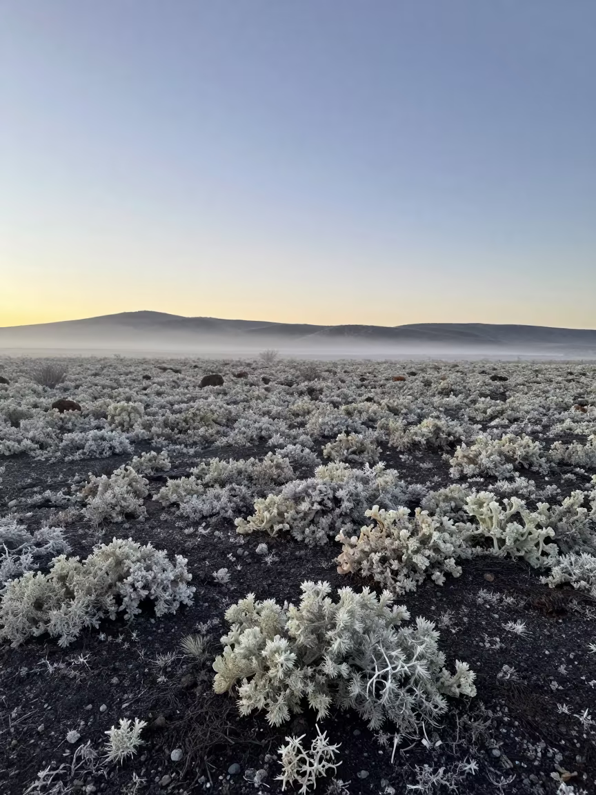 Reindeer Lichen on Mexican Tundra at Dawn in in Mexico