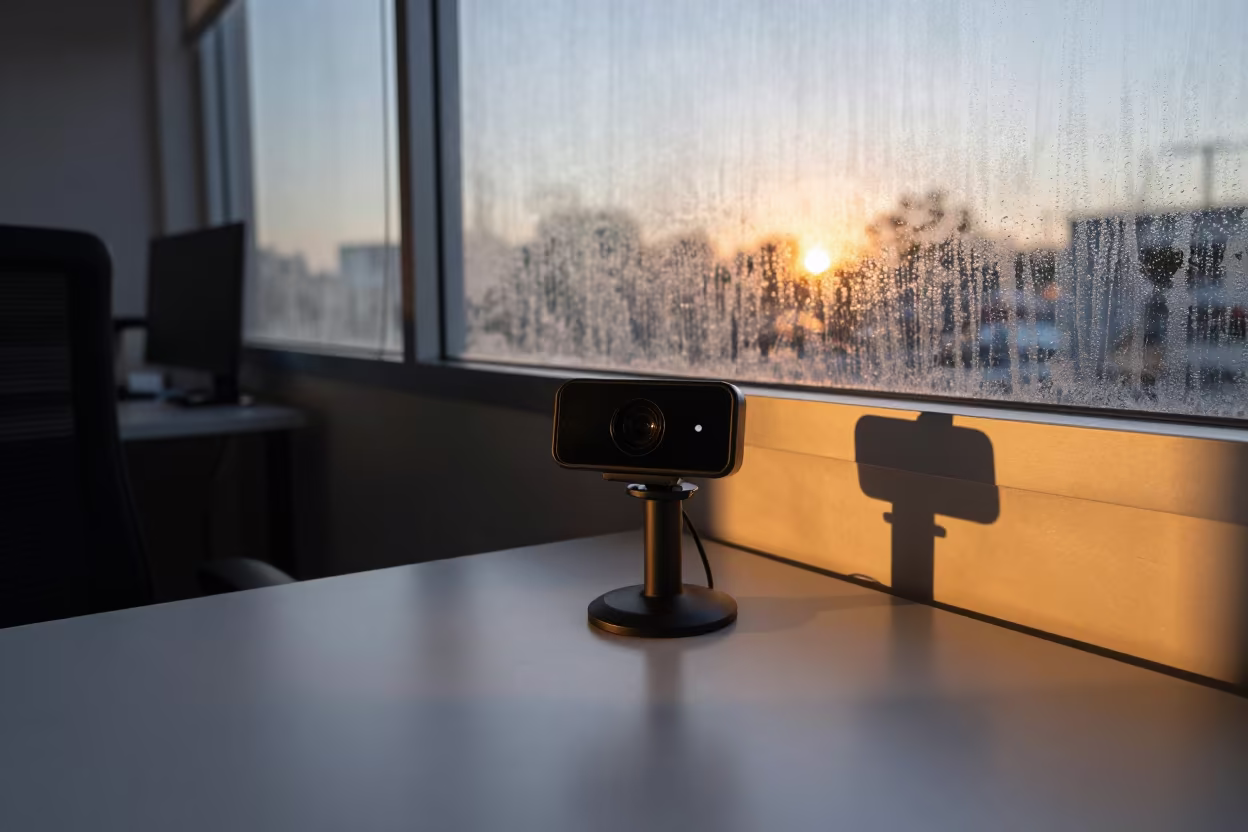 Remote Notary Kit in Amber Sunset Light in inside a quiet office training suite near Villahermosa