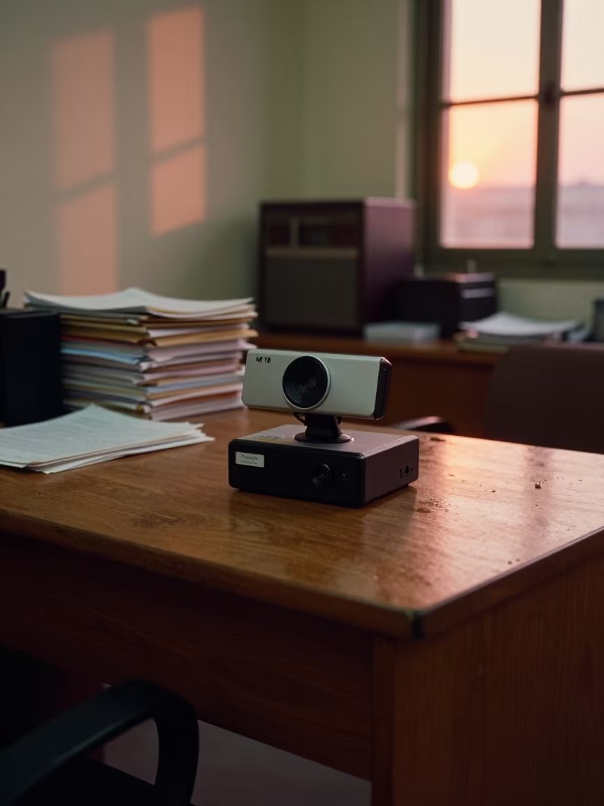 Remote Notary Kit on Office Desk at Sunset in inside a quiet office training suite in Sangli