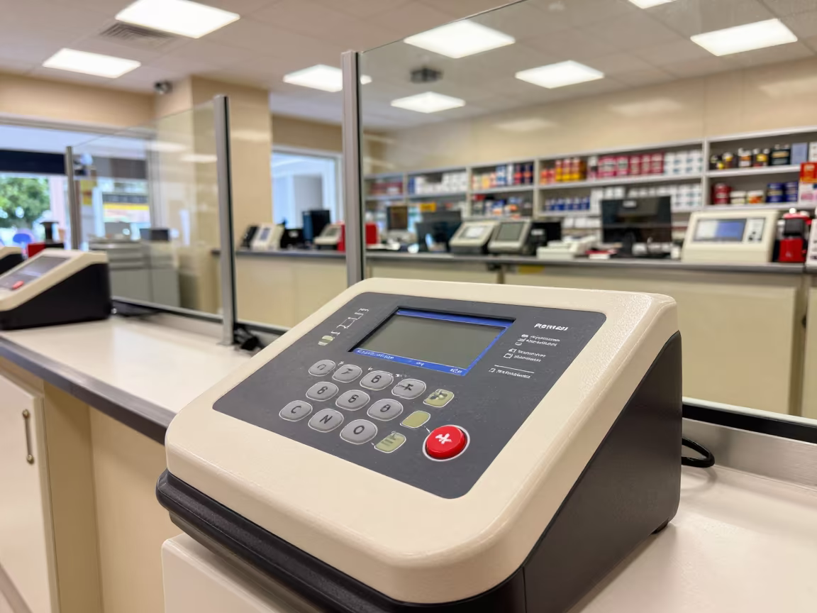Rental Carpet Cleaner Control Panel in at a checkout lane under flat store light in Ajmer