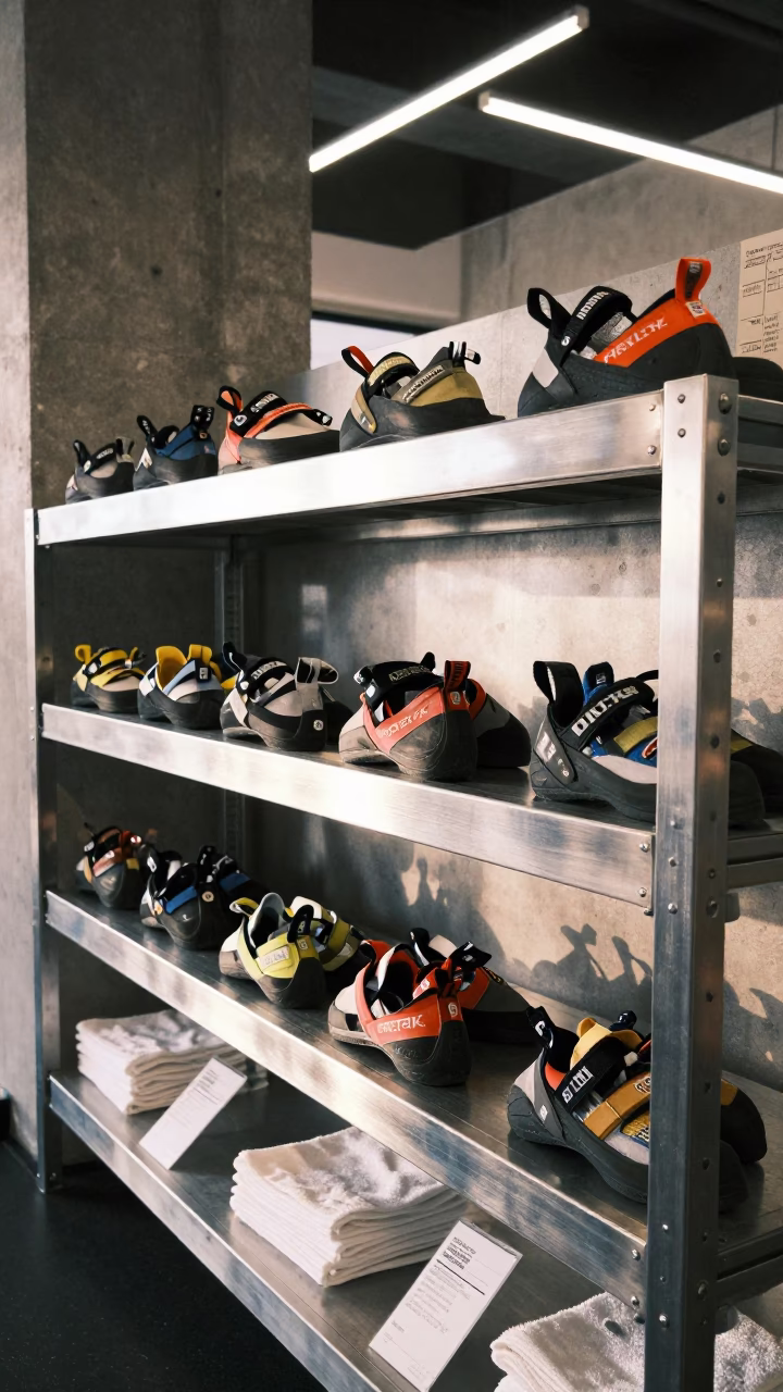 Rental Shoe Spray Shelf in Dali Strength Room in inside a strength room in Dali