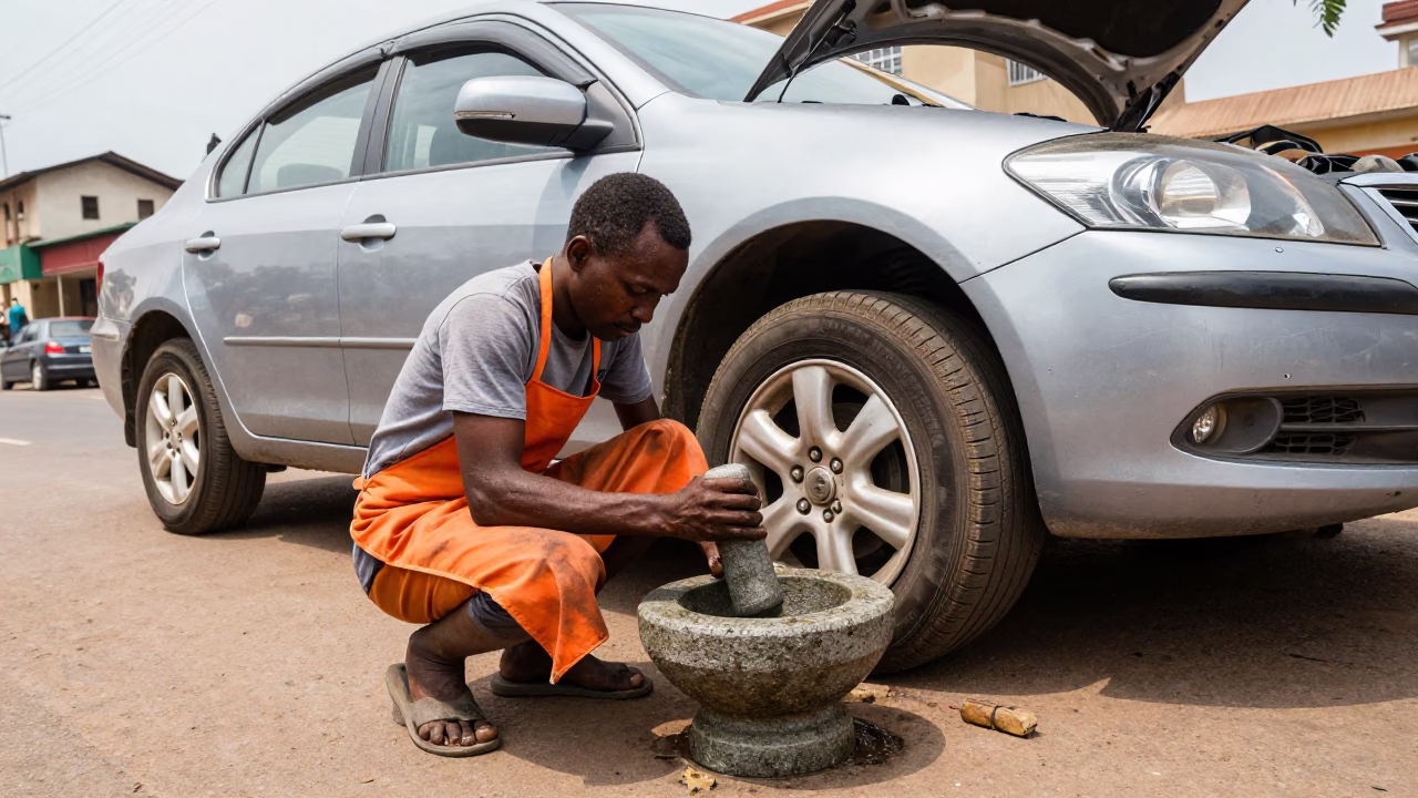 Repair in Accra at Midday Light in in Accra, Ghana