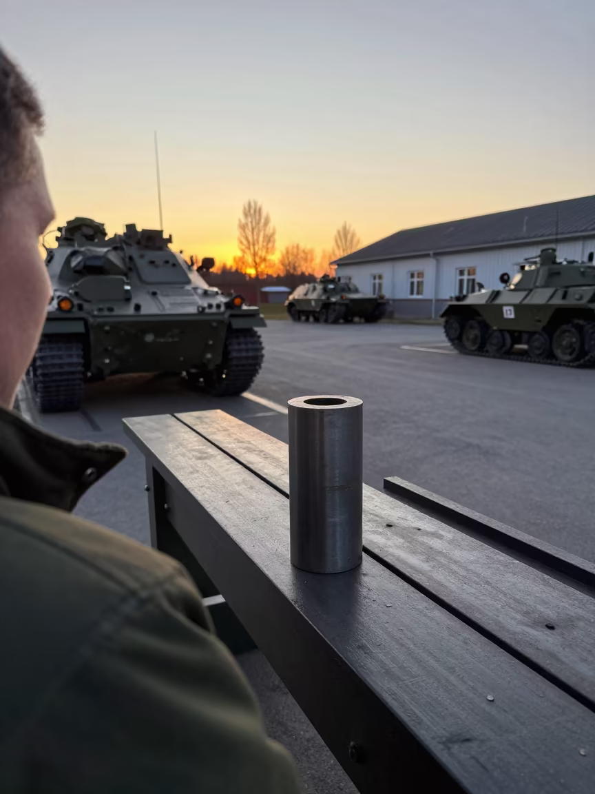 Repair Sleeve in Estonian Armory Bay in in an armored vehicle bay in Estonia