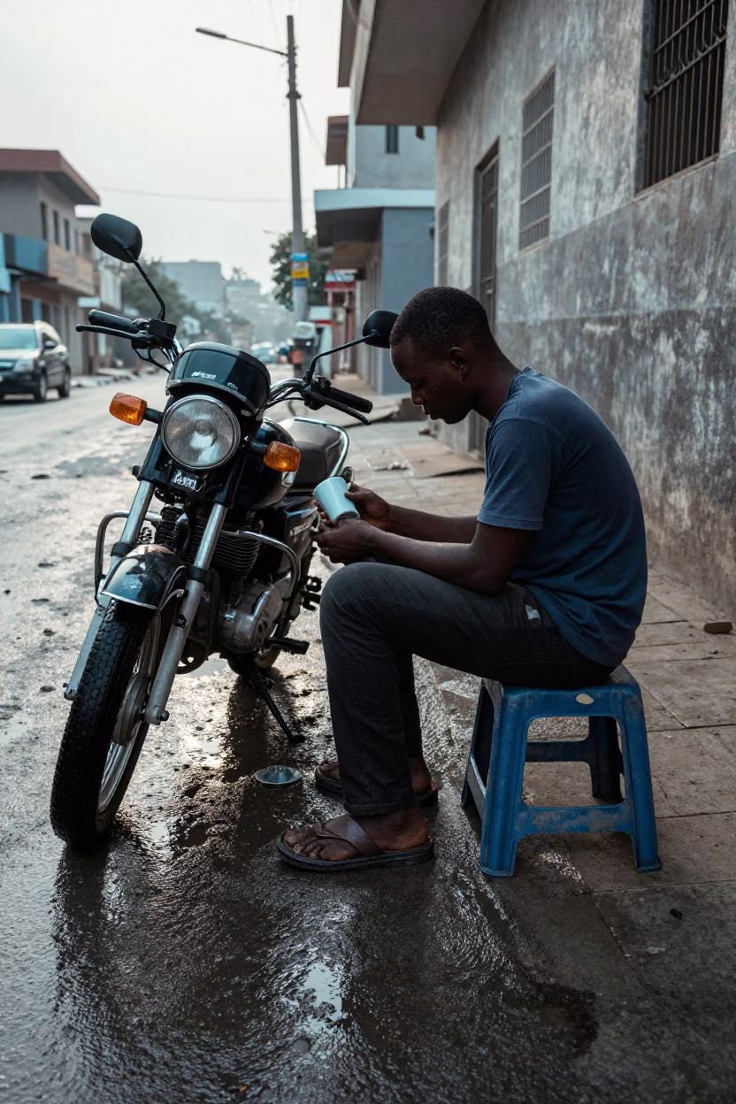 Repairing Bajaj in Dakar in in Dakar, Senegal