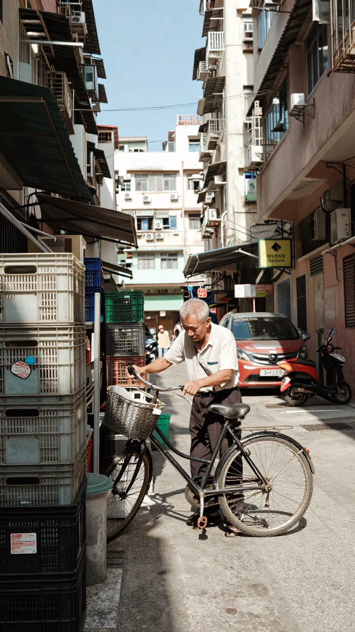 Repairing Bicycle in Hong Kong in in Hong Kong, Hong Kong