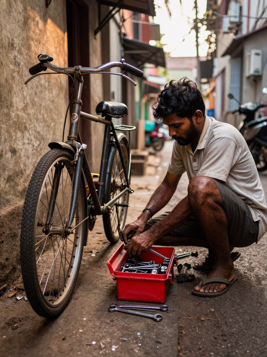 Repairing Bicycle in Kochi in in Kochi, India