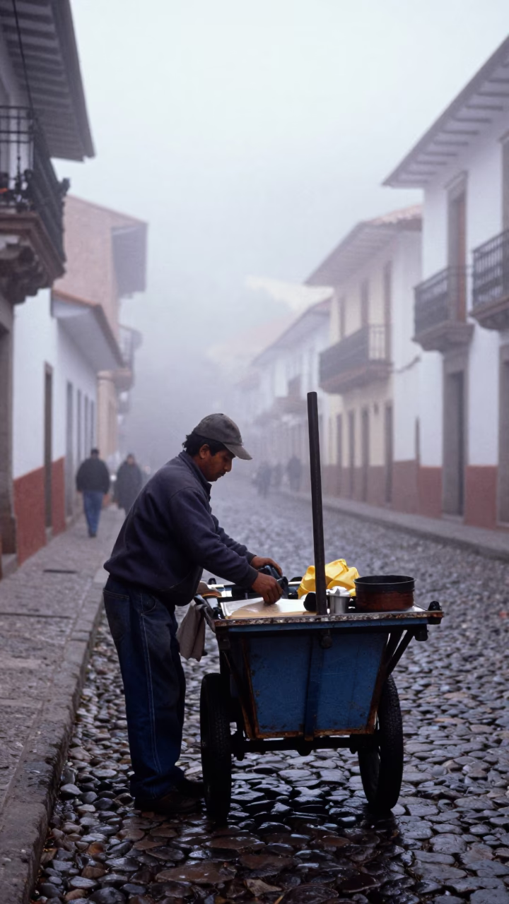 Repairing Cart in La Paz in in La Paz, Bolivia