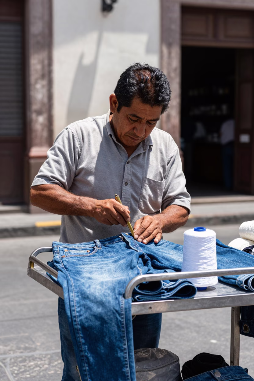 Repairing Denim in Guadalajara in in Guadalajara, Mexico