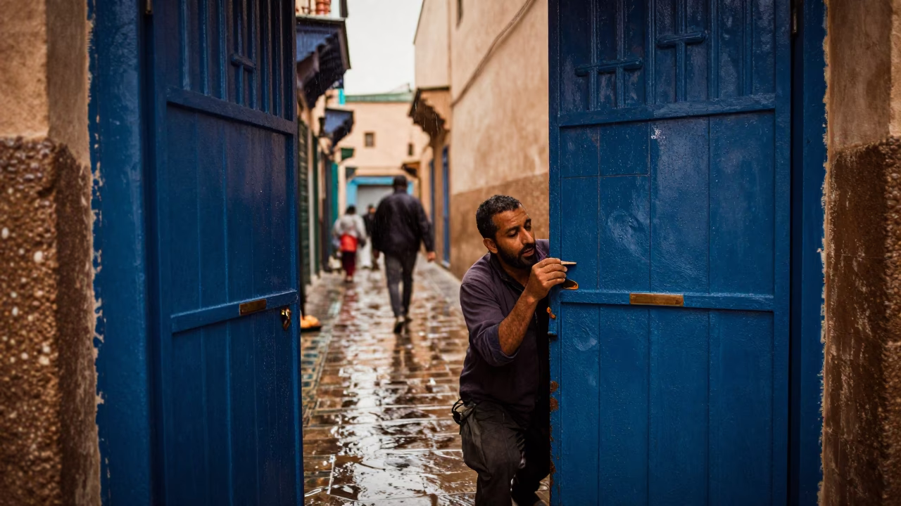 Repairing Gate in Fez in in Fez, Morocco