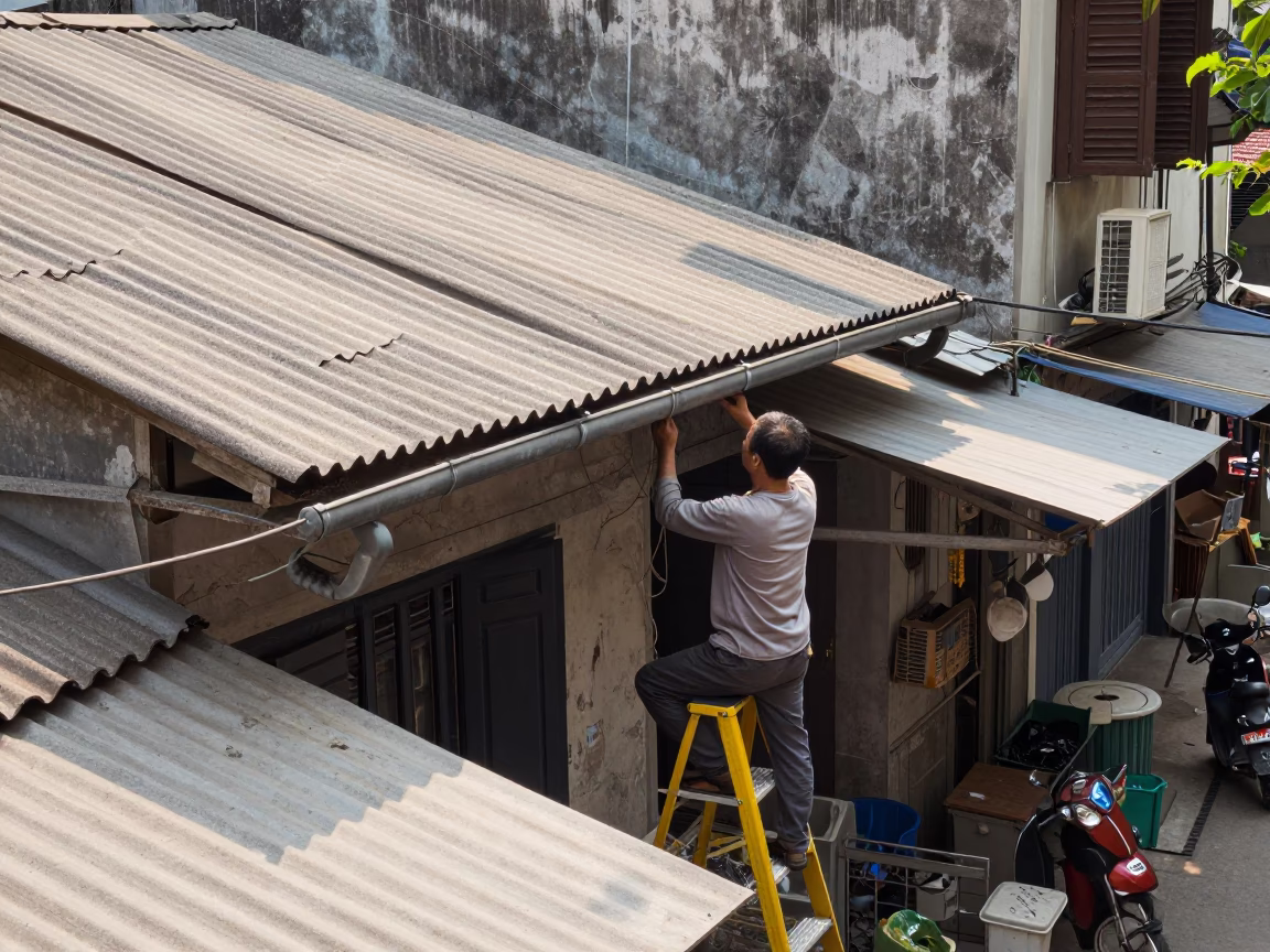 Repairing Gutter in Hanoi in in Hanoi, Vietnam