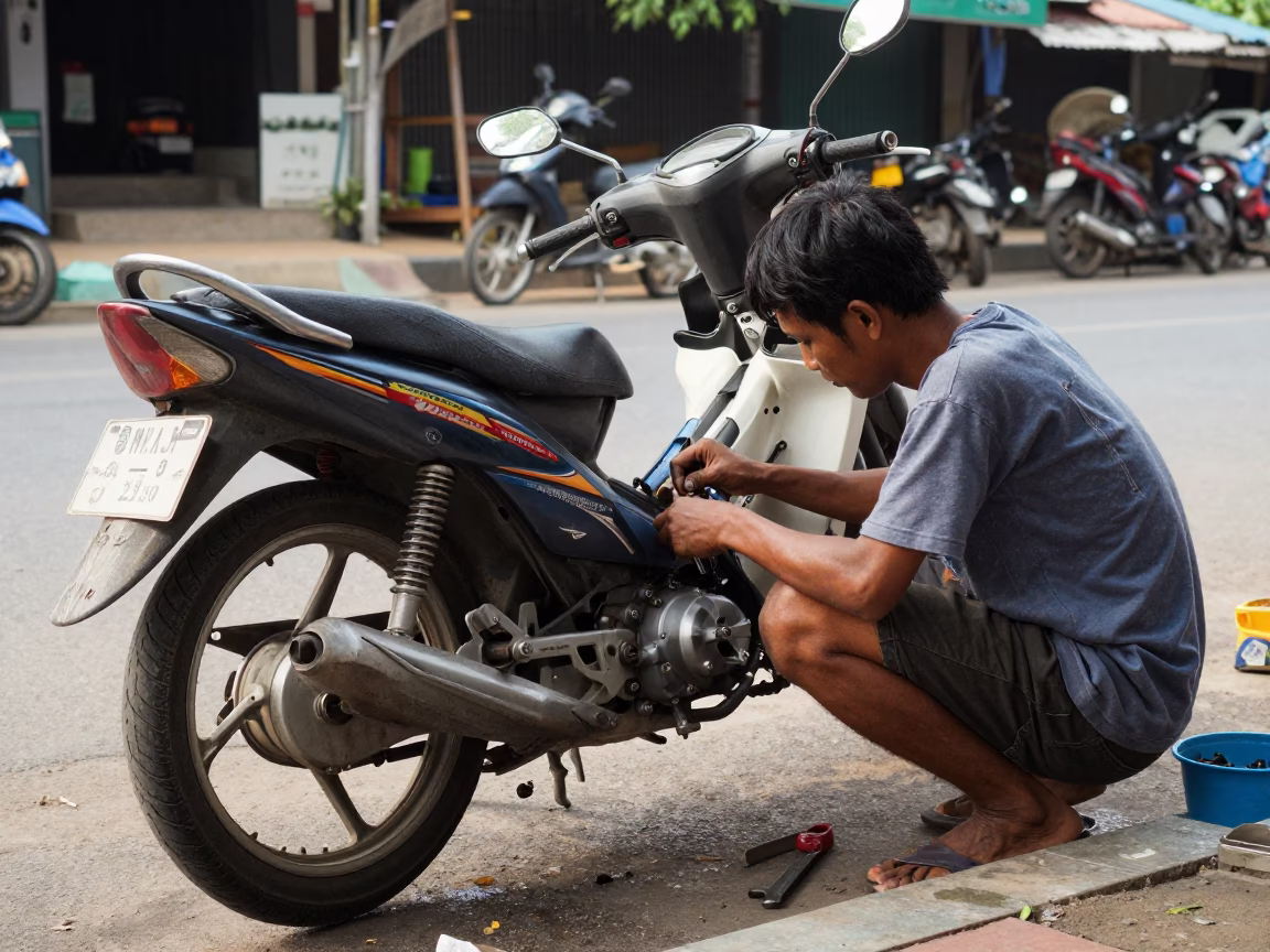 Repairing Motorbike in Chiang Mai in in Chiang Mai, Thailand