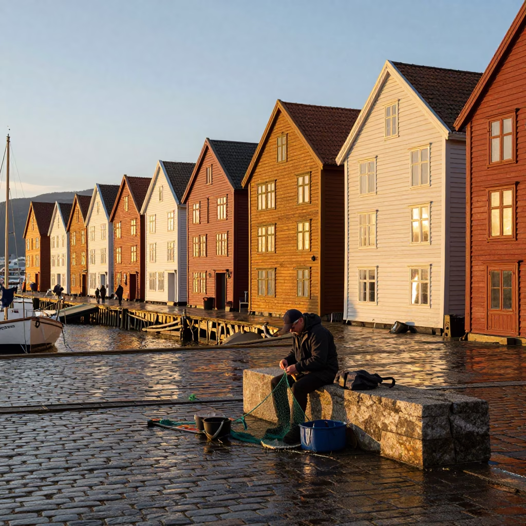 Repairing Net in Bergen in in Bergen, Norway