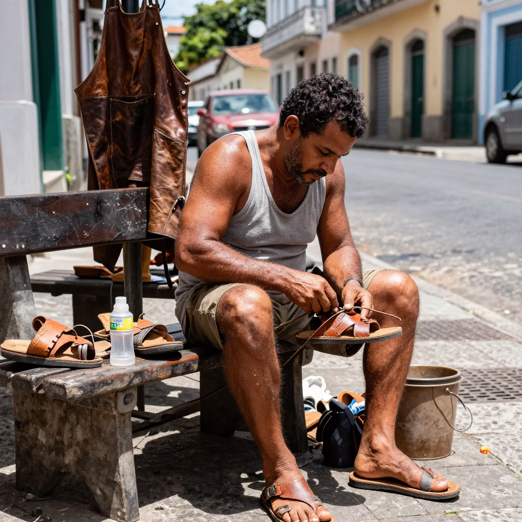 Repairing Sandal in Salvador in in Salvador, Brazil