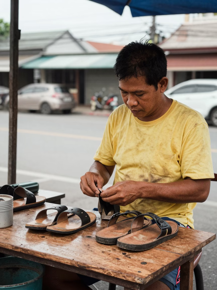 Repairing Sandals in Phuket in in Phuket, Thailand