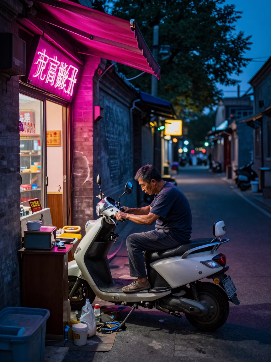 Repairing Scooter in Beijing in in Beijing, China