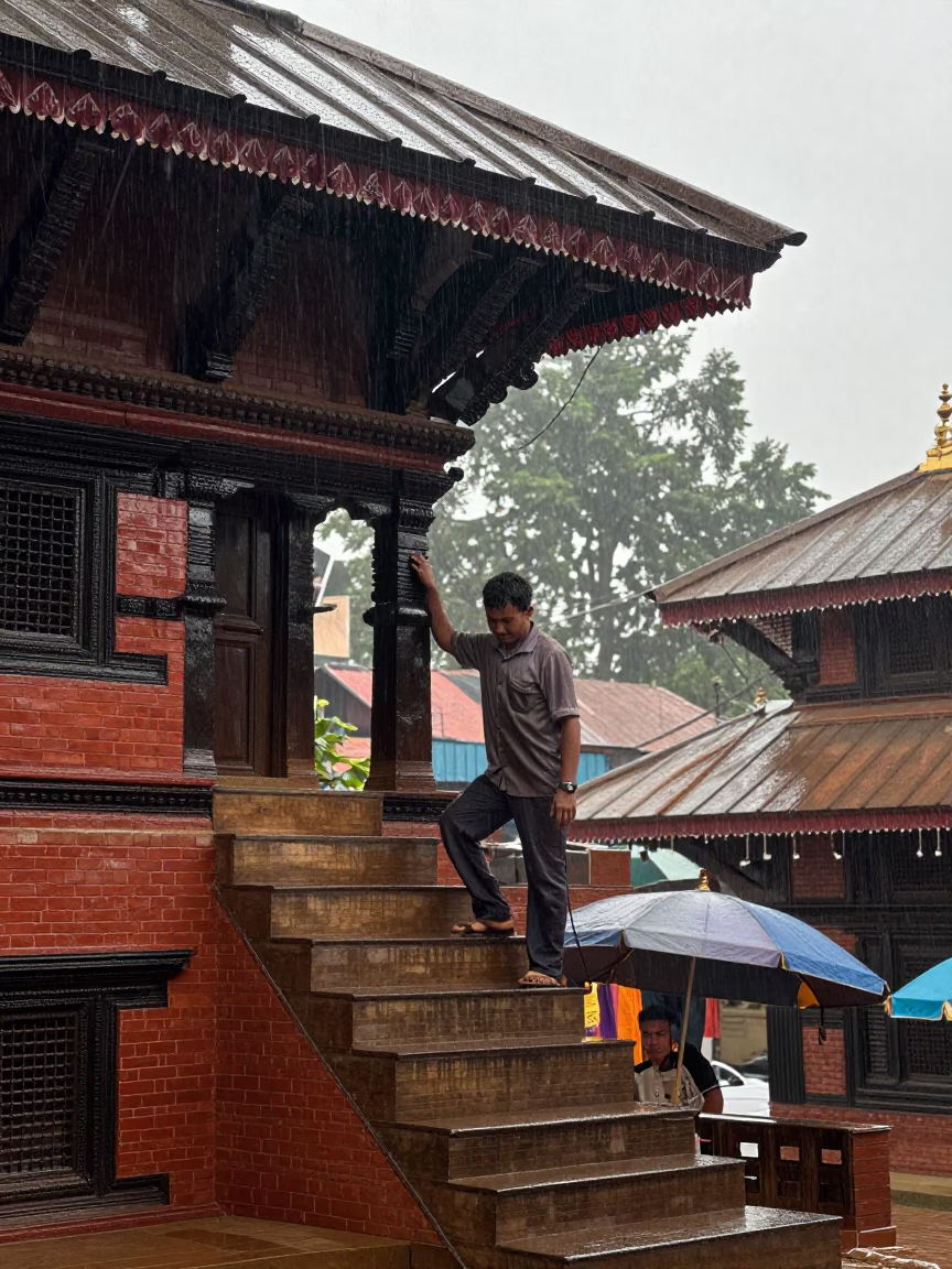 Repairman at First Light in Kathmandu in in Kathmandu, Nepal