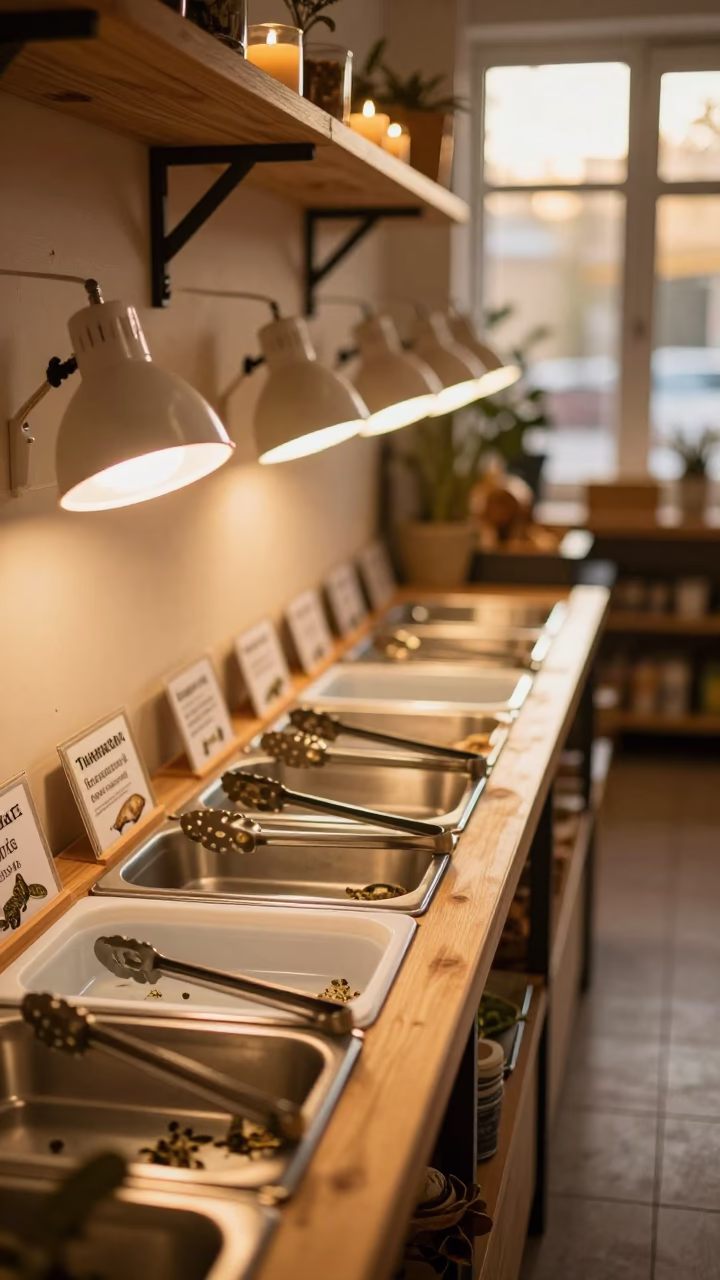 Reptile Feeding Bench With Tongs And Thaw Cards in inside a pet store aisle near Ceyhan