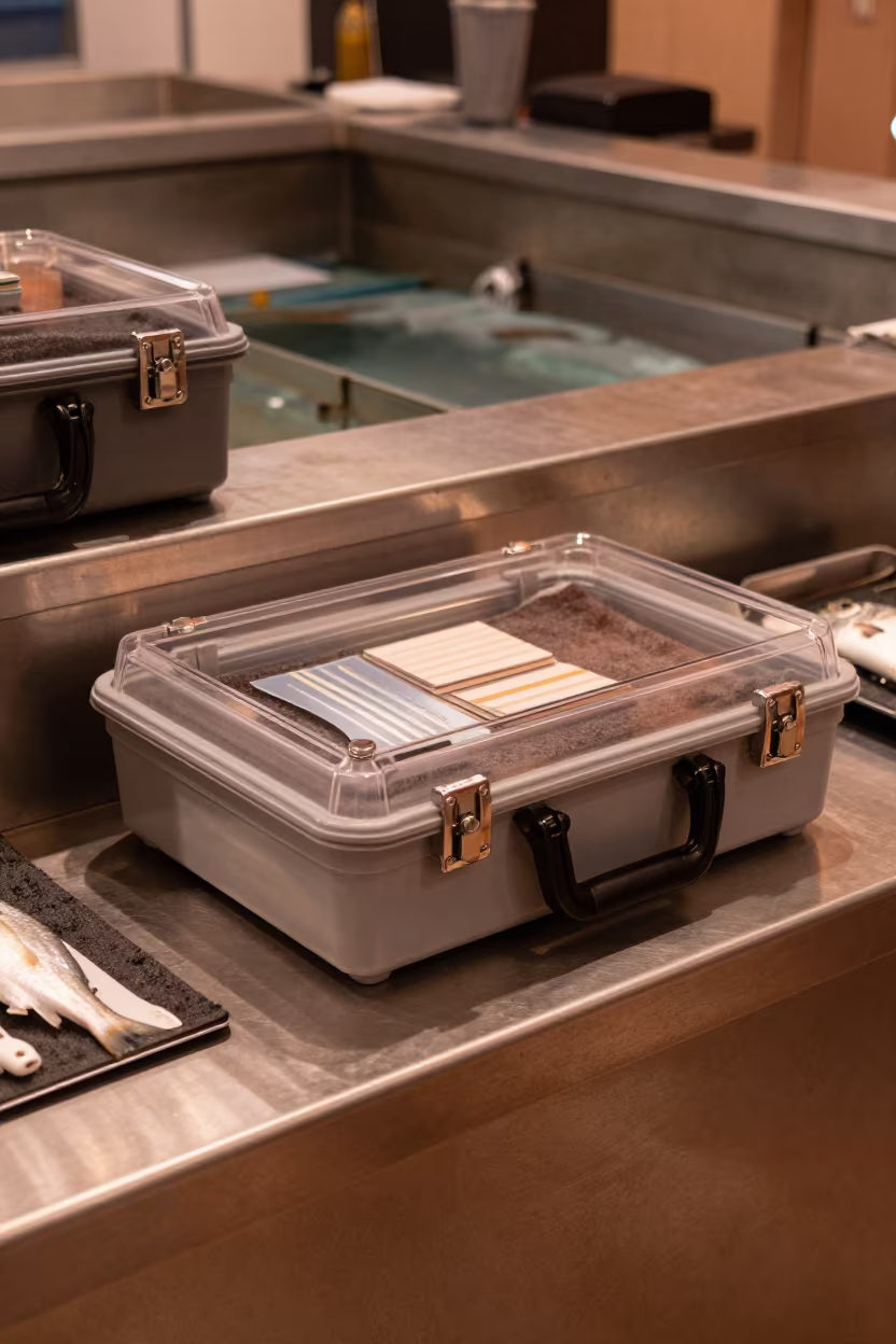 Reptile Hide Box on Utility Counter in inside a fish bagging counter zone in Abu Dhabi