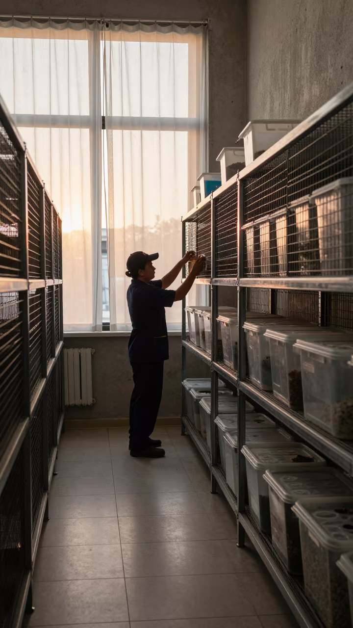 Reptile Insect Rack in Baku Kennel Dawn in in a boarding kennel corridor in Baku