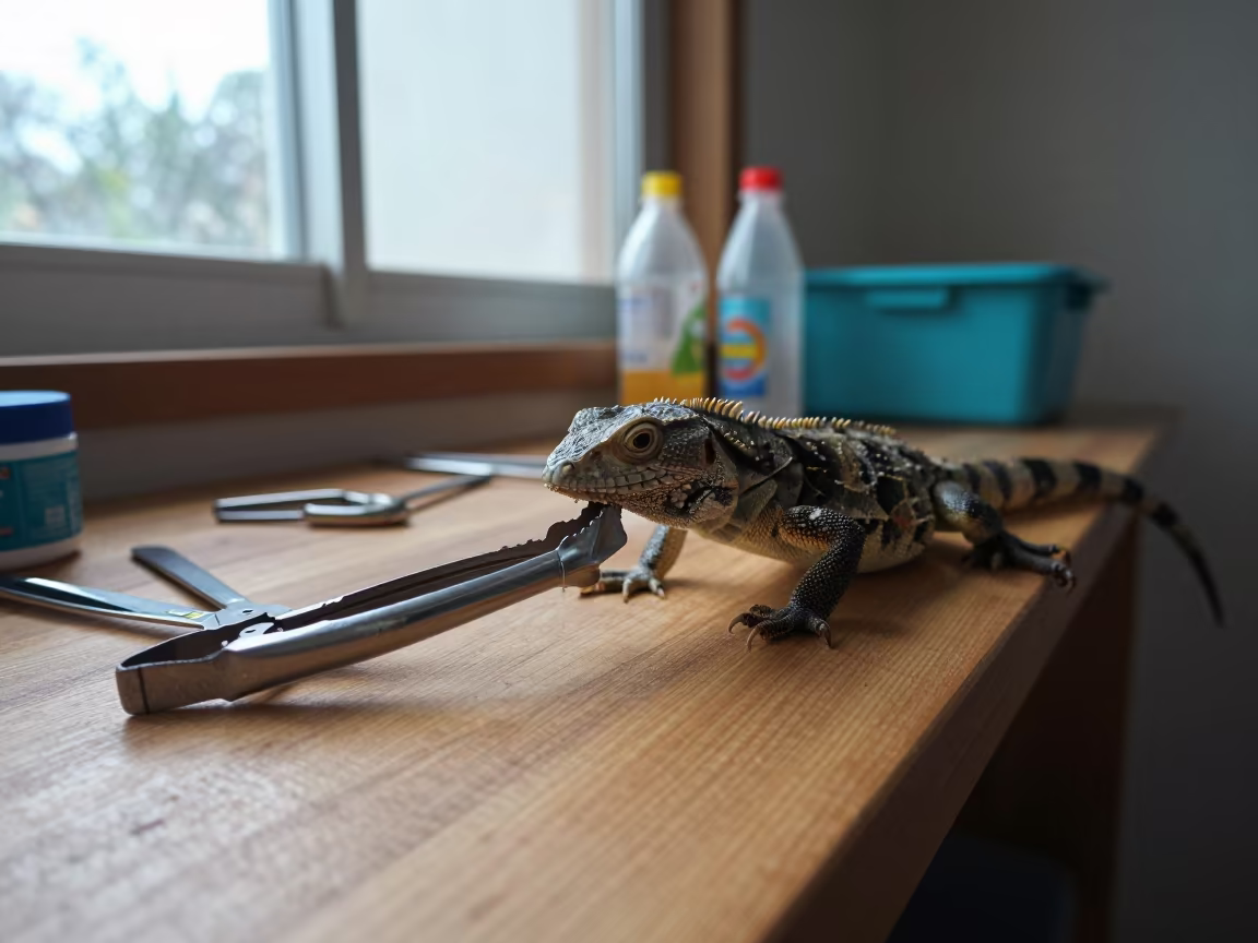Reptile Tongs and Care Tools in Jinja Adoption Room in inside an adoption room in Jinja