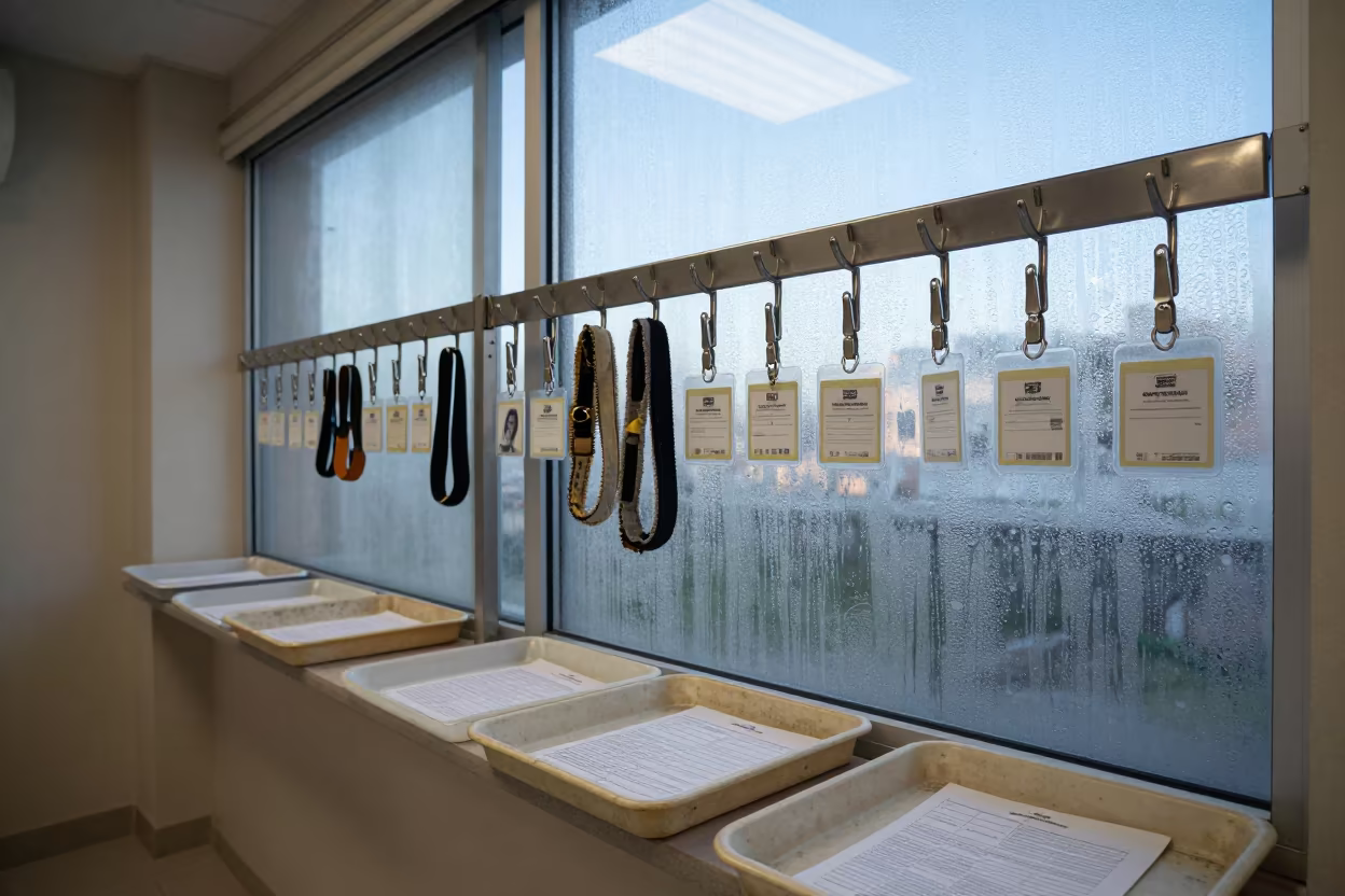 Rescue Van Hook Strip with Fleece and Forms in inside an adoption room in Alicante