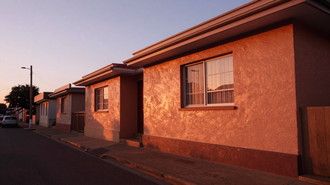 Residential Street in Johannesburg at Copper-toned Light Before Dusk in in Johannesburg, South Africa