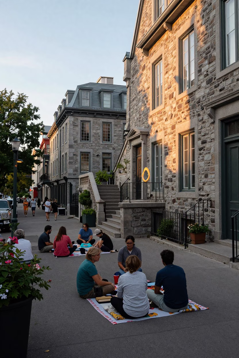 Residents Gathering in Montreal in in Montreal, Quebec, Canada
