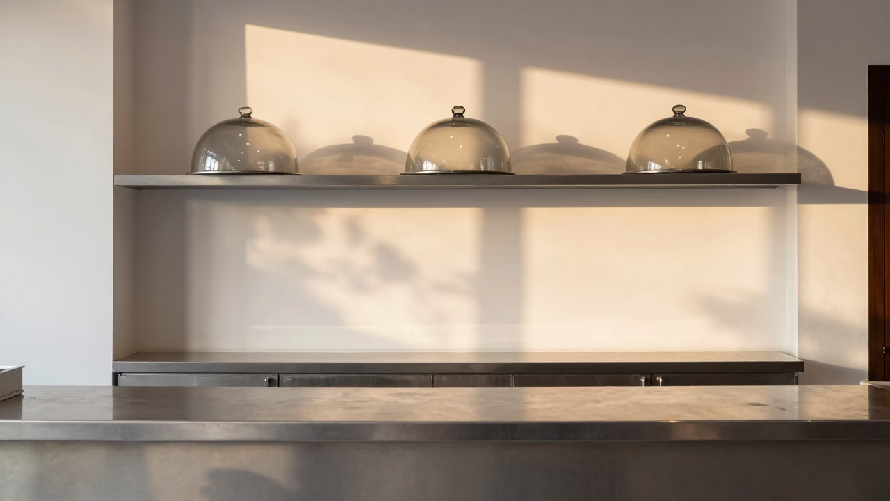 Resort dining warmer shelf at reception desk Bali in at a reception desk under warm light near Denpasar