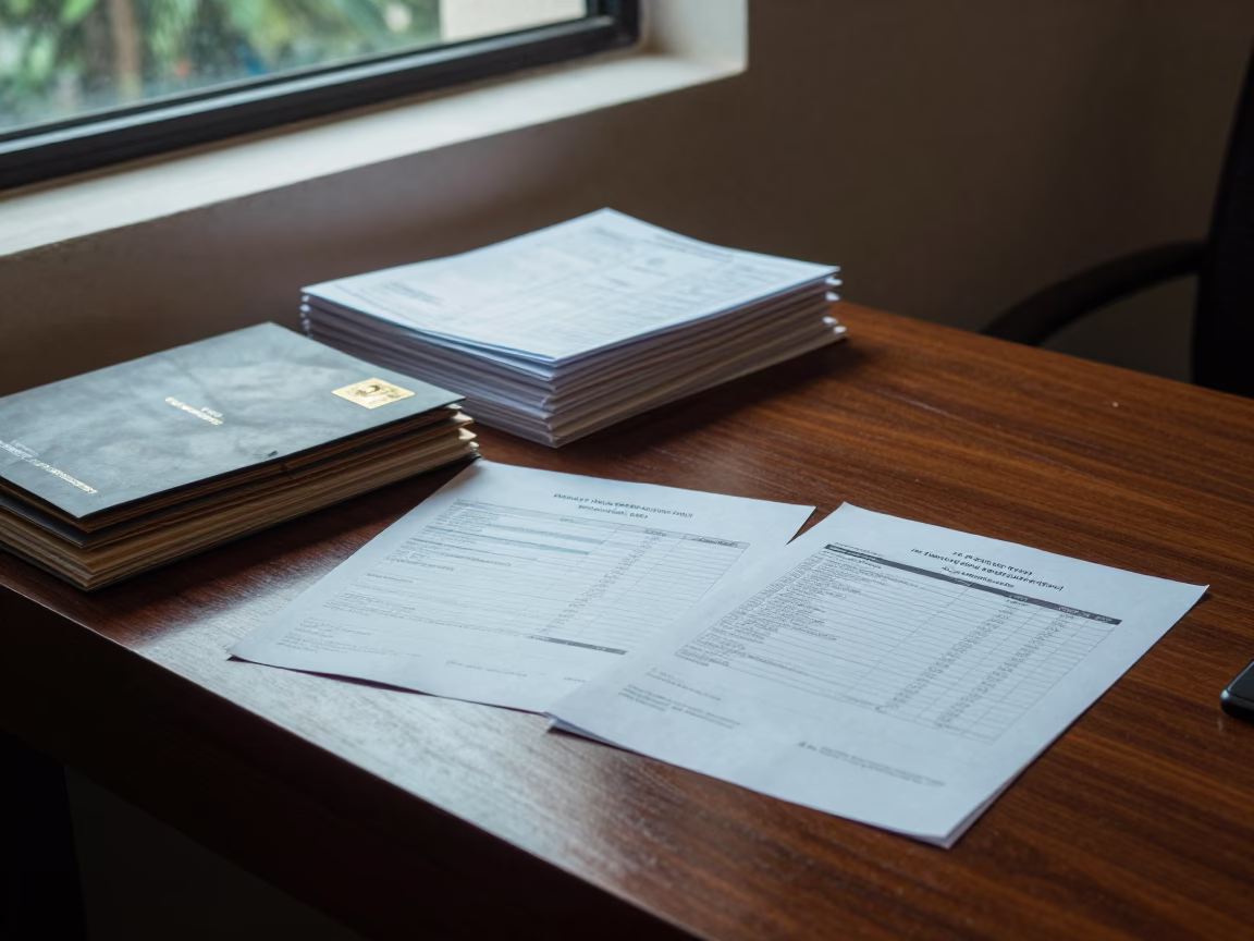 Resort Fee Dispute Folder on Hotel Lobby Desk in inside a hotel lobby in Thu Thiem, Ho Chi Minh City