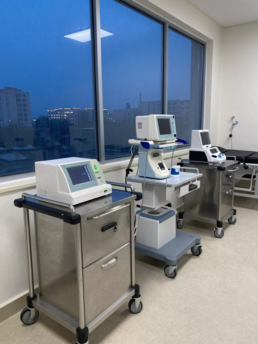 Respiratory Therapy Cart in M'Bour Recovery Room in inside a recovery area with treatment stations aligned in M'Bour