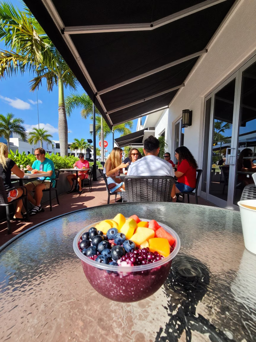Restaurant Patio in Miami at The Flat Glare Of Noon Light in in Miami, Florida, United States