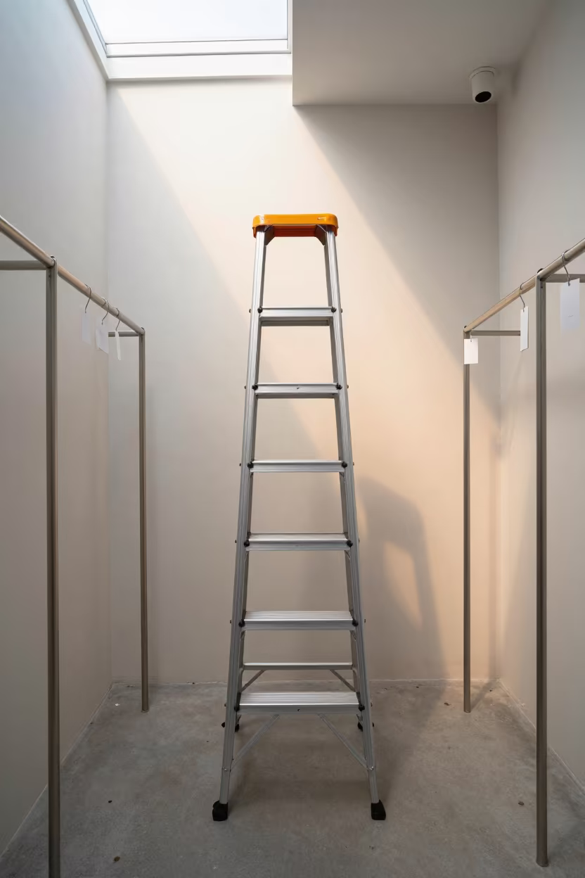 Restock Ladder in Fitting Room Corridor in inside a fitting room corridor in Carora