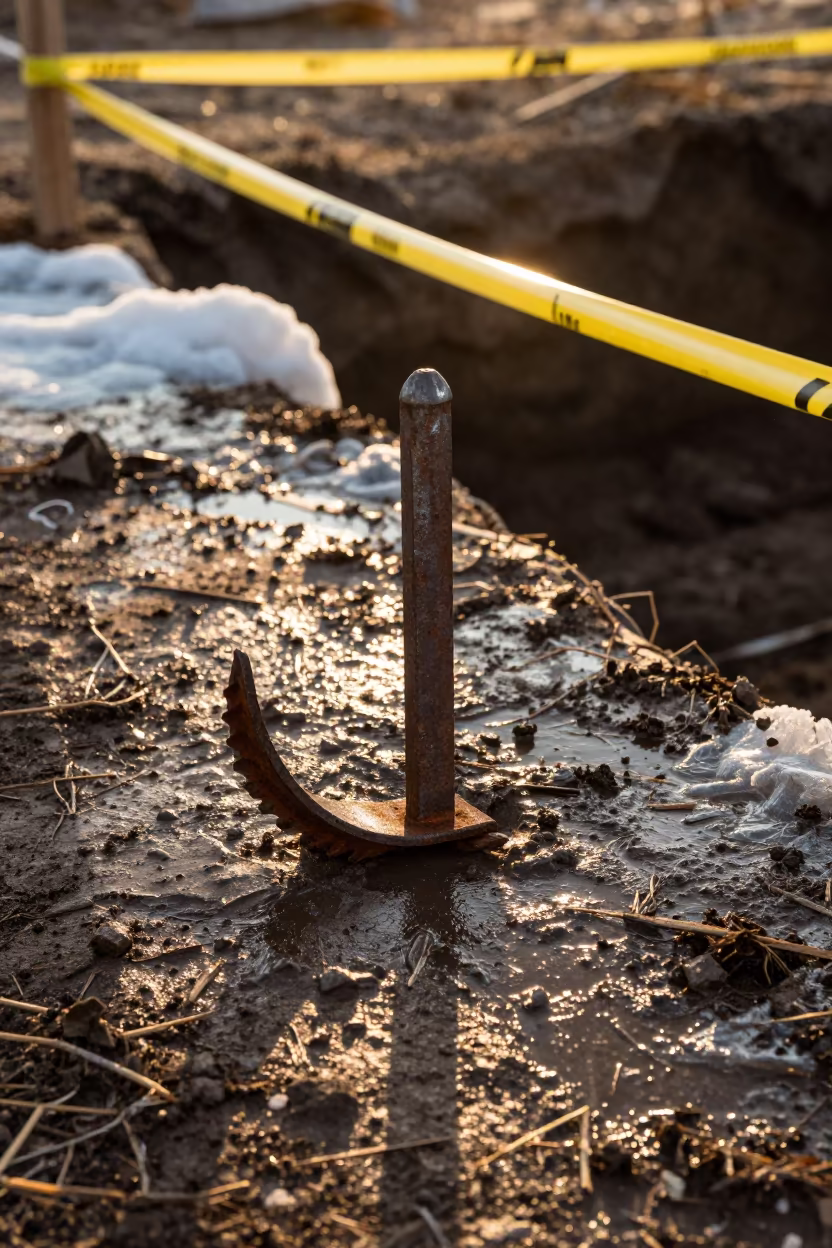 Restroom Anchor Kit in Northwest Territories Construction Site in inside a taped-off excavation edge in Northwest Territories