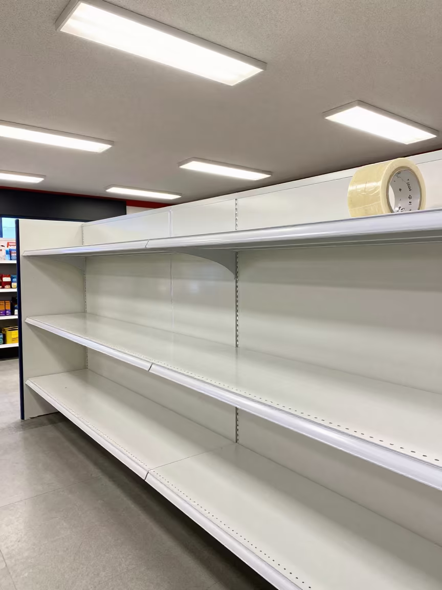 Retail Bagging Station Shelf Noon Light in inside a storefront prepared for opening near Fremantle