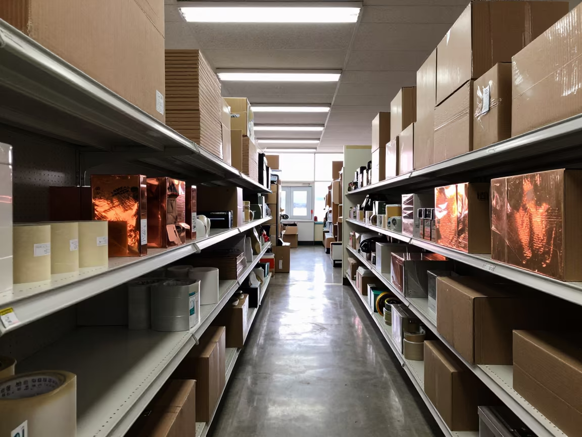 Retail Bagging Station Shelf with Tape and Acrylic in inside a bright retail aisle near Aberdeen