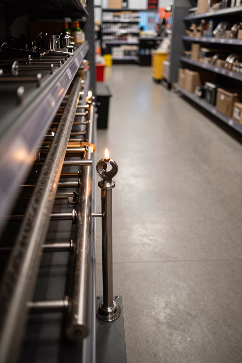 Retail Key Rail Before Opening Tasks in beside a seasonal endcap near the sales floor near Szczecin