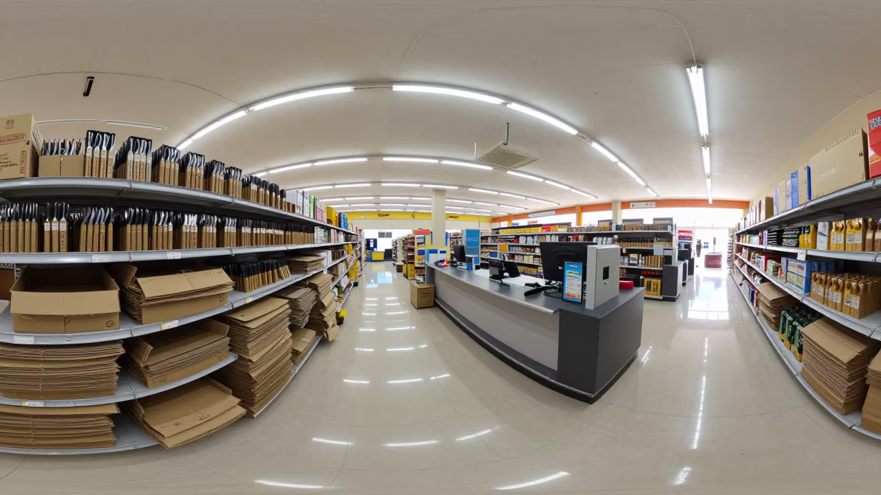 Retail Knife Rail Before Shoppers Arrive in inside a bright retail aisle in Shiraz