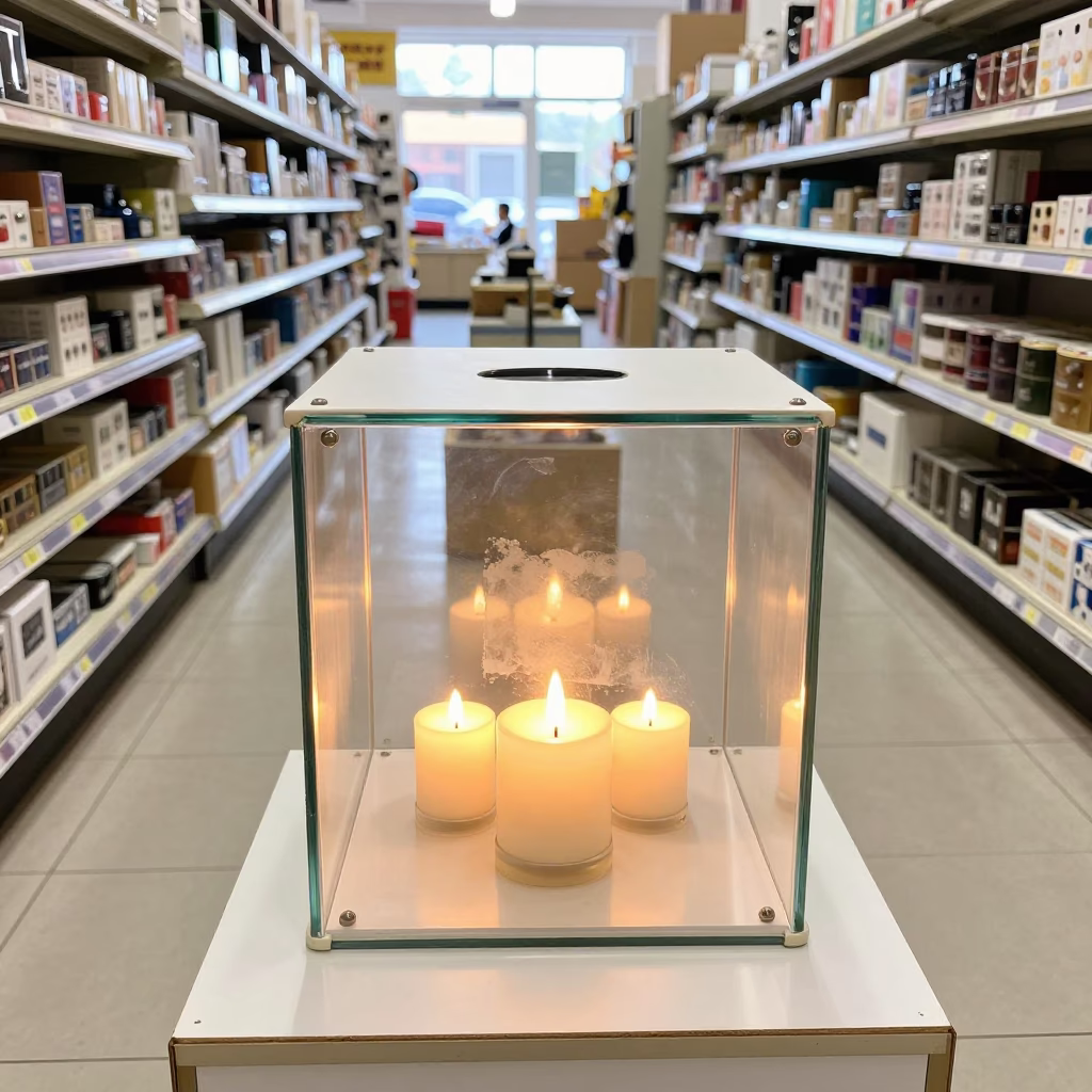 Retail Lock Box in Chelyabinsk Aisle in inside a bright retail aisle in Chelyabinsk
