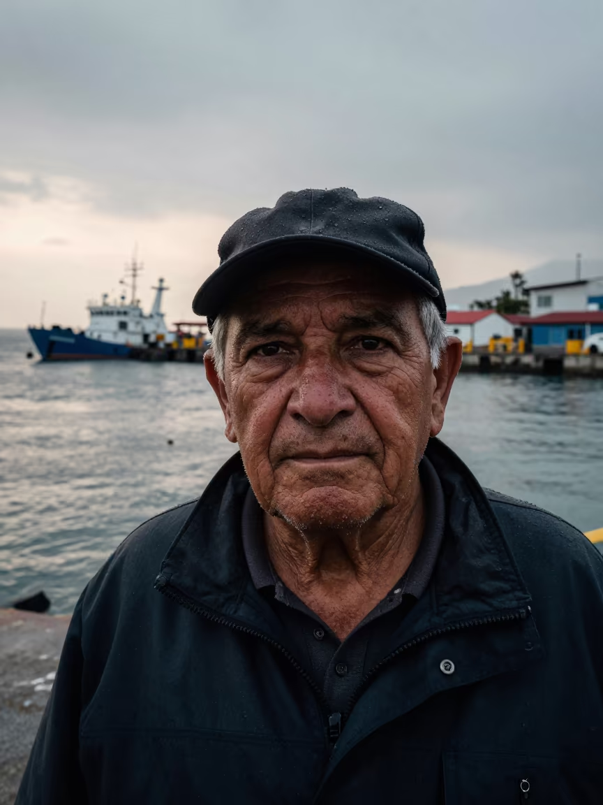 Retired Astronaut Portrait at La Paz Harbor Dawn in at a harbor edge in La Paz