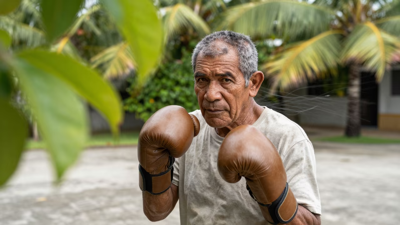 Retired Boxer Portrait in Ponce Wet Season in in Ponce