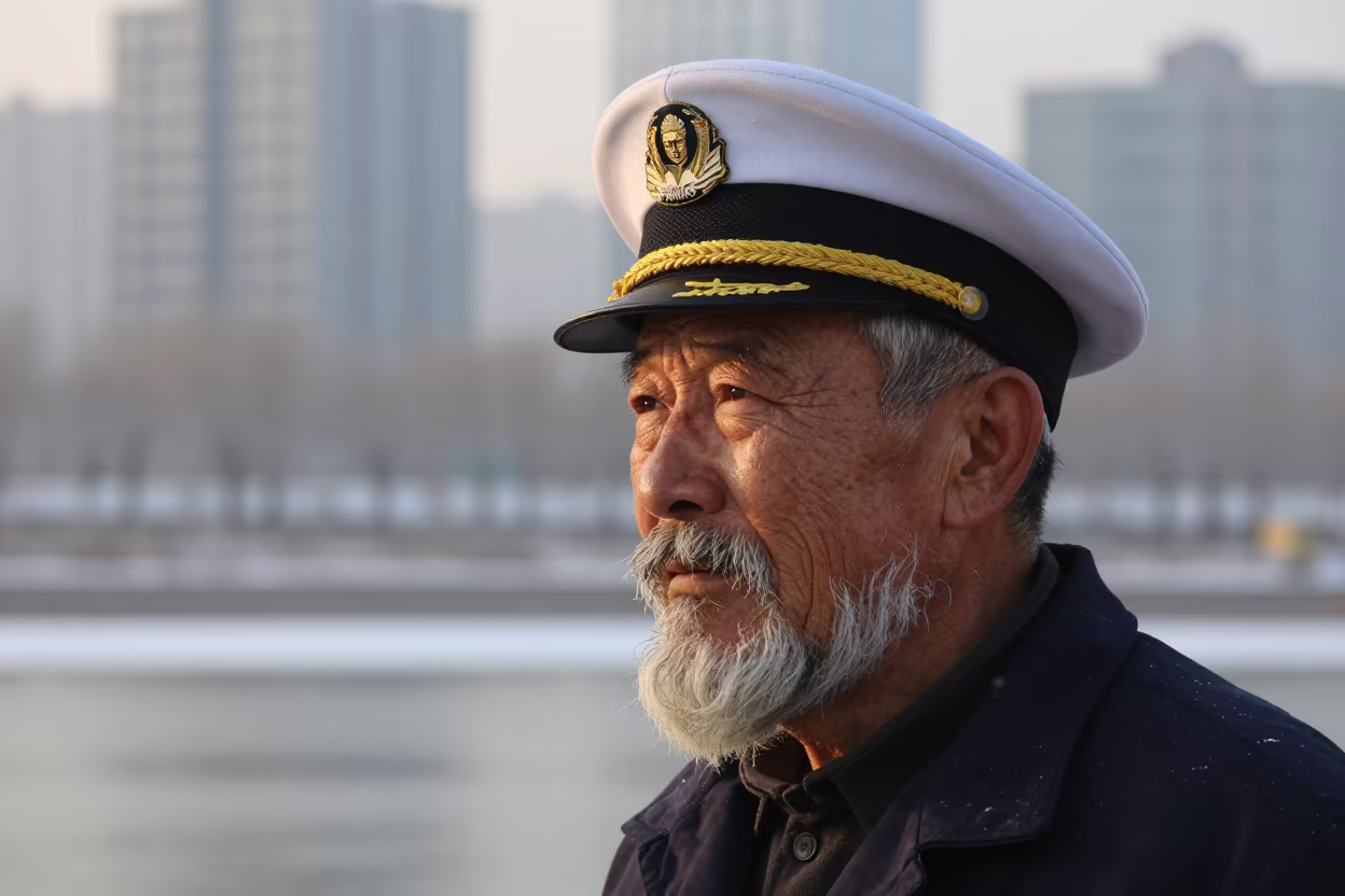 Retired Captain Portrait in Early Morning Anyang in in Anyang